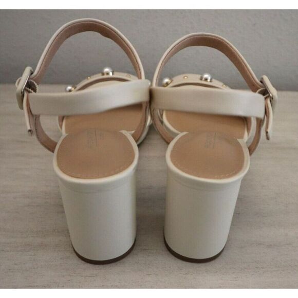 Rockport Women's Sz 5.5 Vanilla Leather Pearl Tabitha 2-Strap Heeled Sandal - Picture 2 of 8